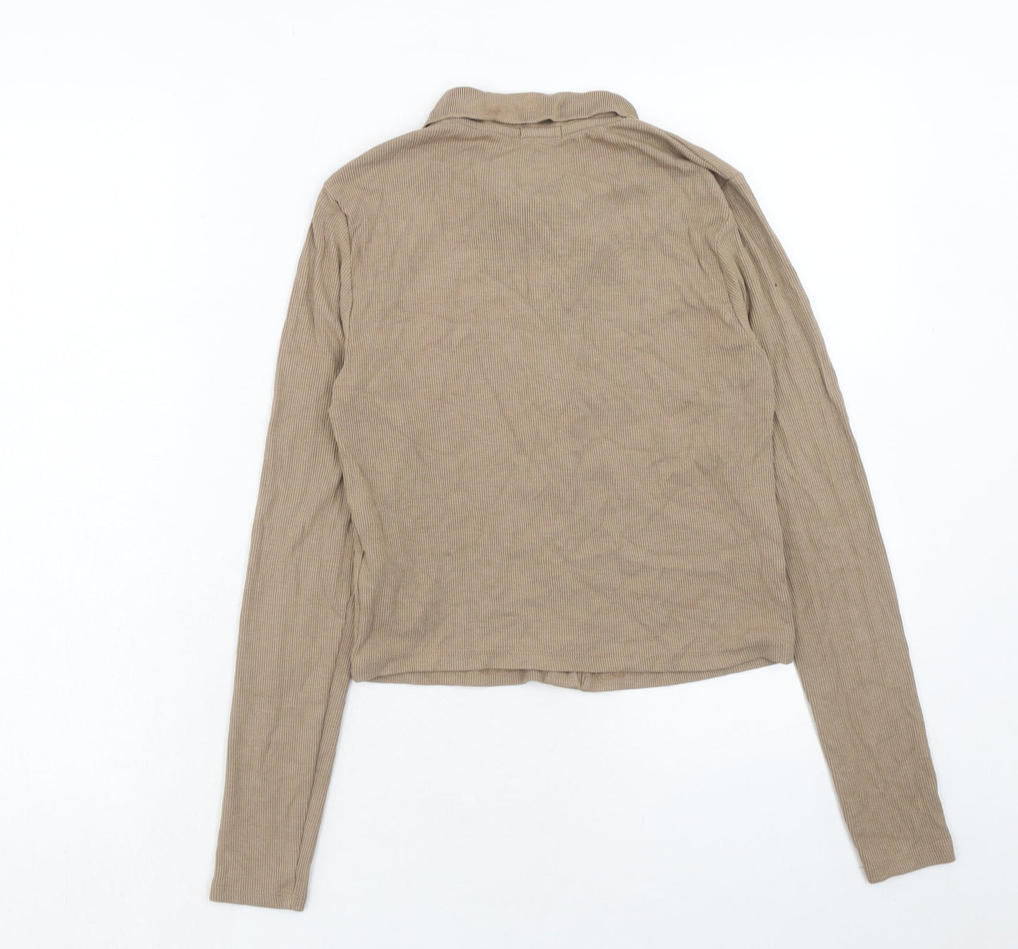 Womens UK Size L Stradivarius Brown Basic Button-Up