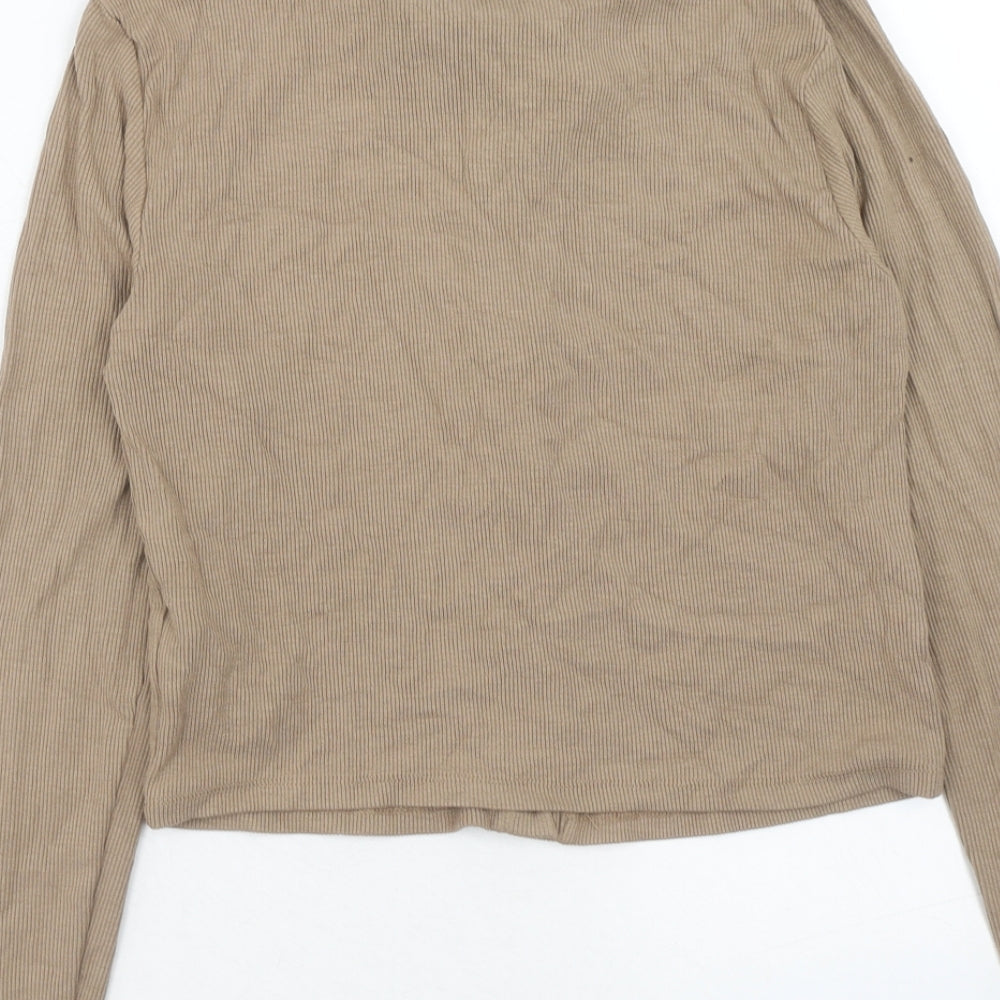 Womens UK Size L Stradivarius Brown Basic Button-Up
