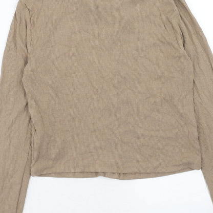 Womens UK Size L Stradivarius Brown Basic Button-Up