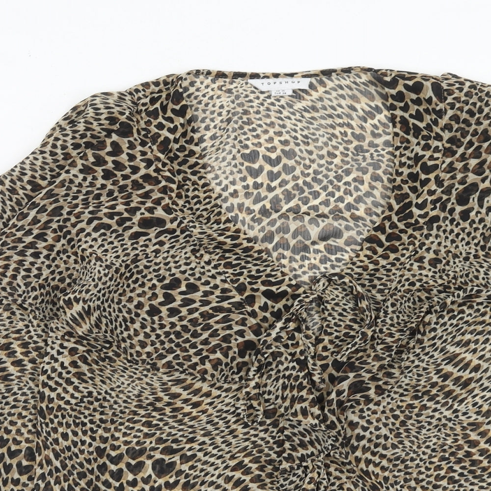 Womens UK Size 10 Topshop Brown Basic Blouse