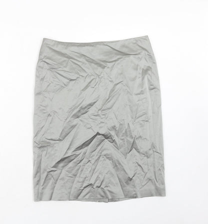 Ann Taylor Womens Grey Cotton A-Line Skirt Size 10 Zip