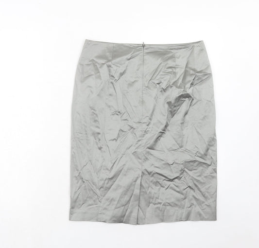 Ann Taylor Womens Grey Cotton A-Line Skirt Size 10 Zip