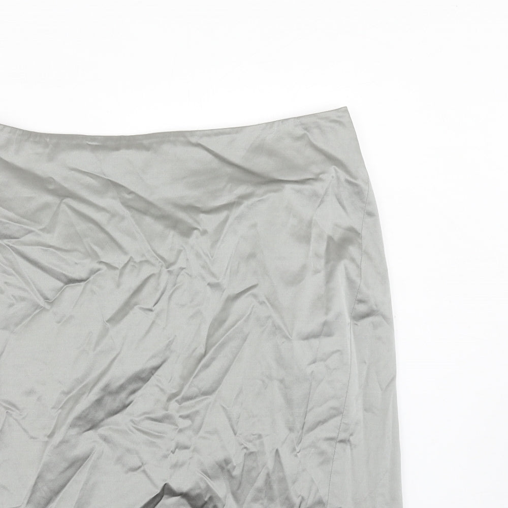 Ann Taylor Womens Grey Cotton A-Line Skirt Size 10 Zip