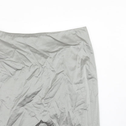 Ann Taylor Womens Grey Cotton A-Line Skirt Size 10 Zip