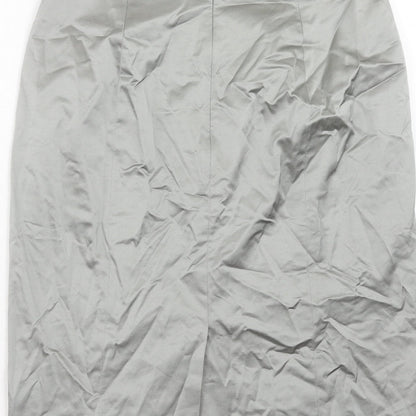 Ann Taylor Womens Grey Cotton A-Line Skirt Size 10 Zip