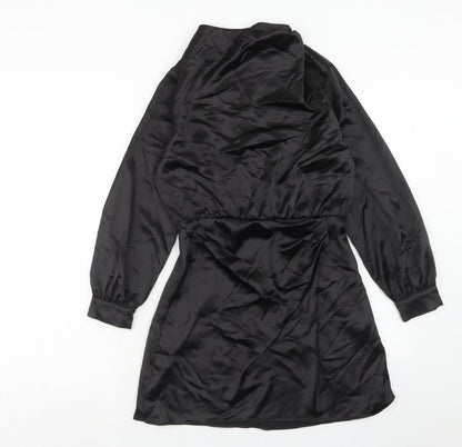 Zara Womens Black Polyester A-Line Size M Round Neck Zip