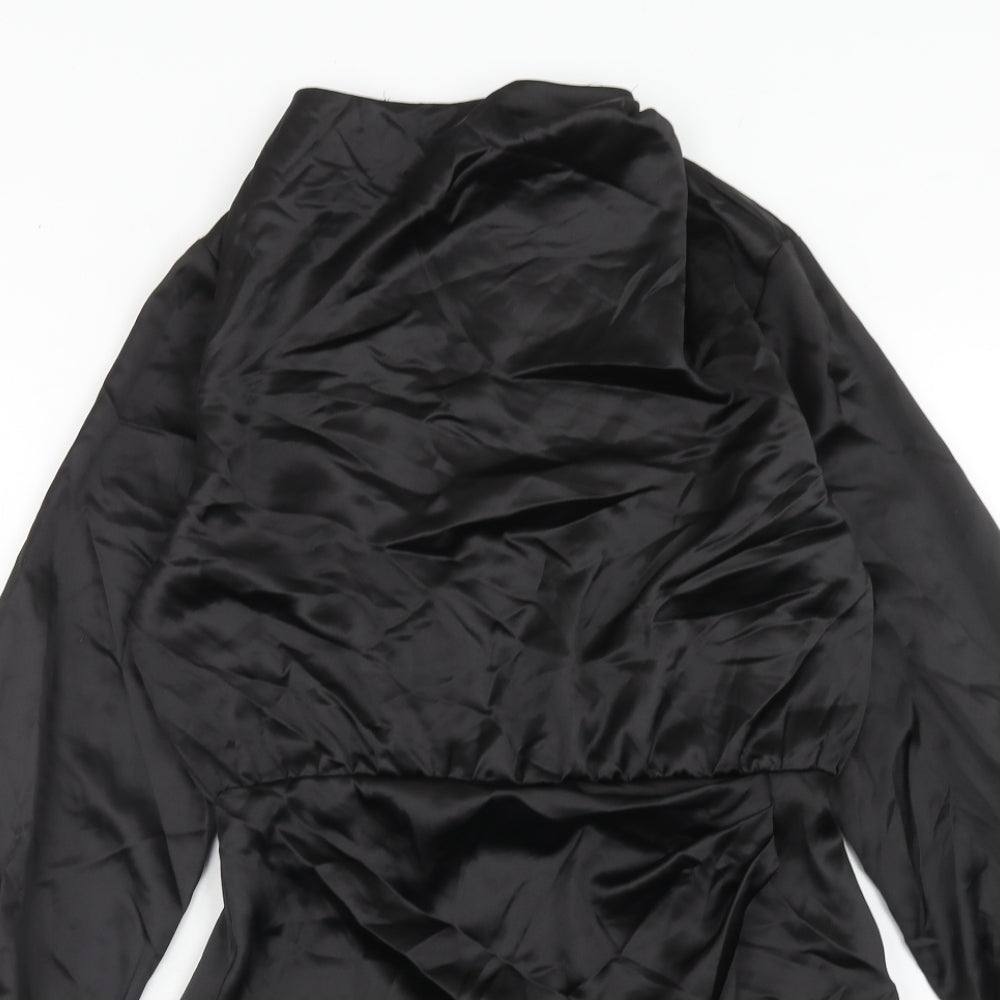 Zara Womens Black Polyester A-Line Size M Round Neck Zip