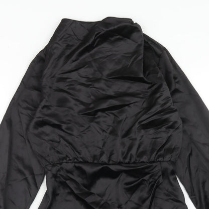 Zara Womens Black Polyester A-Line Size M Round Neck Zip