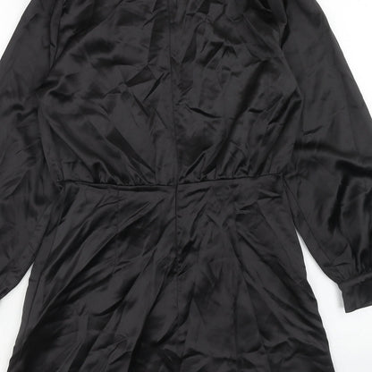 Zara Womens Black Polyester A-Line Size M Round Neck Zip