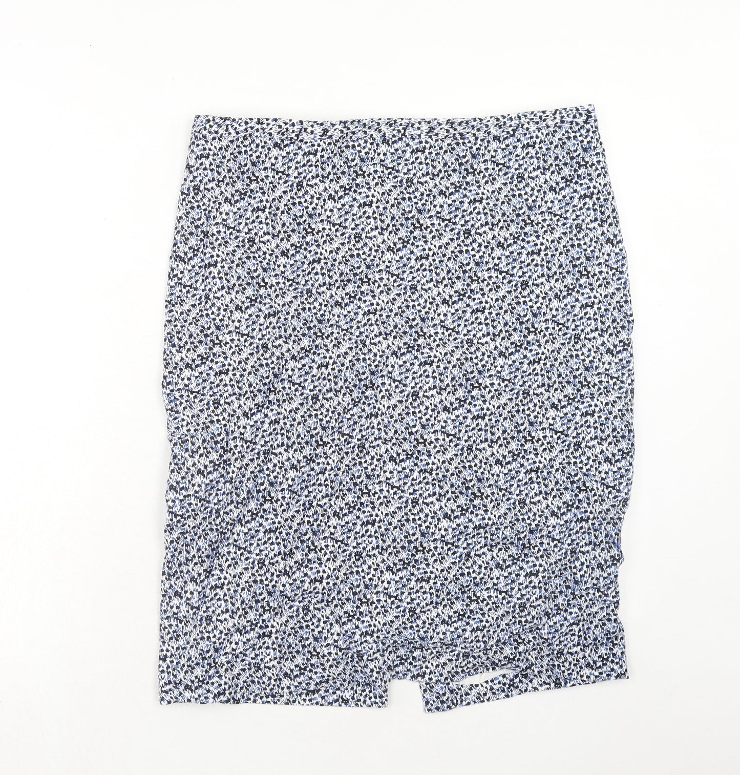 Per Una Womens Blue Geometric Polyester A-Line Skirt Size 16 Zip