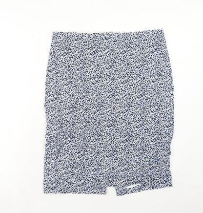 Per Una Womens Blue Geometric Polyester A-Line Skirt Size 16 Zip