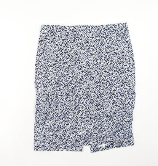 Per Una Womens Blue Geometric Polyester A-Line Skirt Size 16 Zip