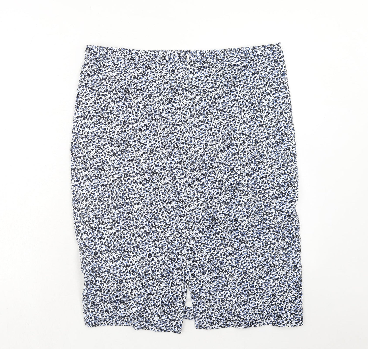 Per Una Womens Blue Geometric Polyester A-Line Skirt Size 16 Zip