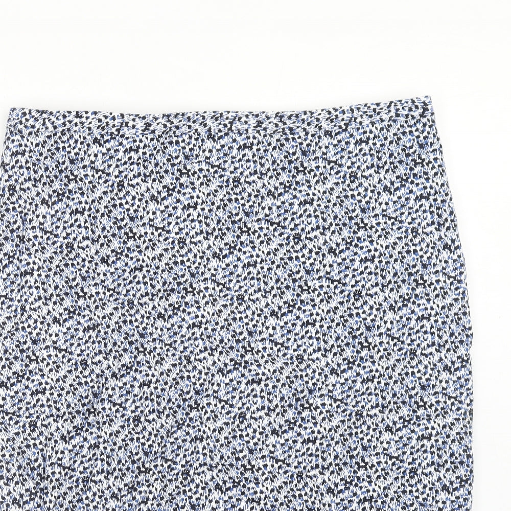 Per Una Womens Blue Geometric Polyester A-Line Skirt Size 16 Zip