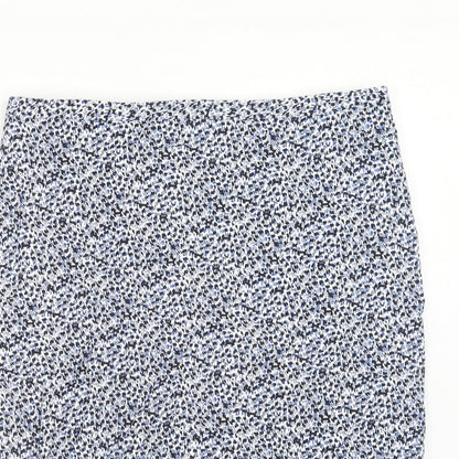 Per Una Womens Blue Geometric Polyester A-Line Skirt Size 16 Zip