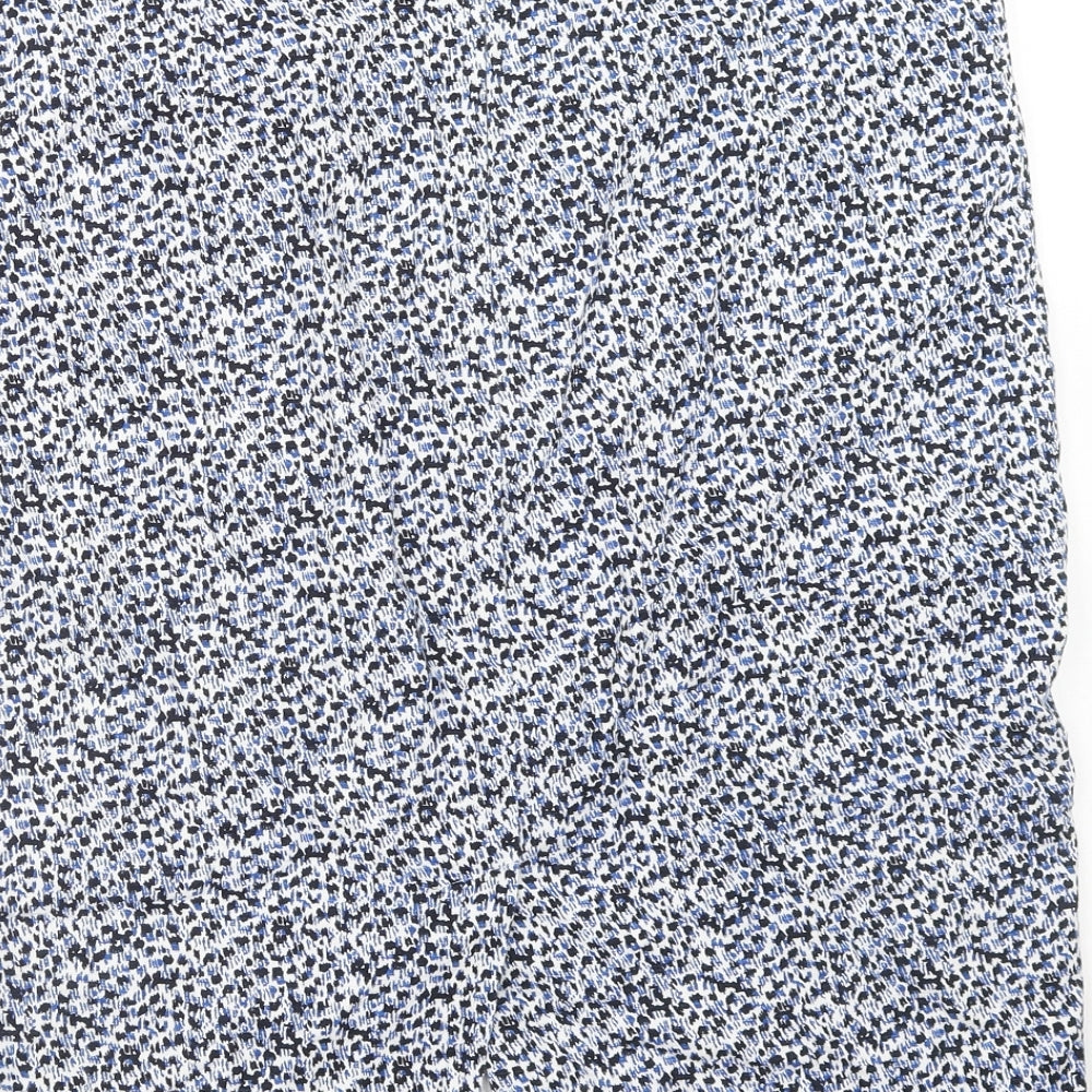 Per Una Womens Blue Geometric Polyester A-Line Skirt Size 16 Zip