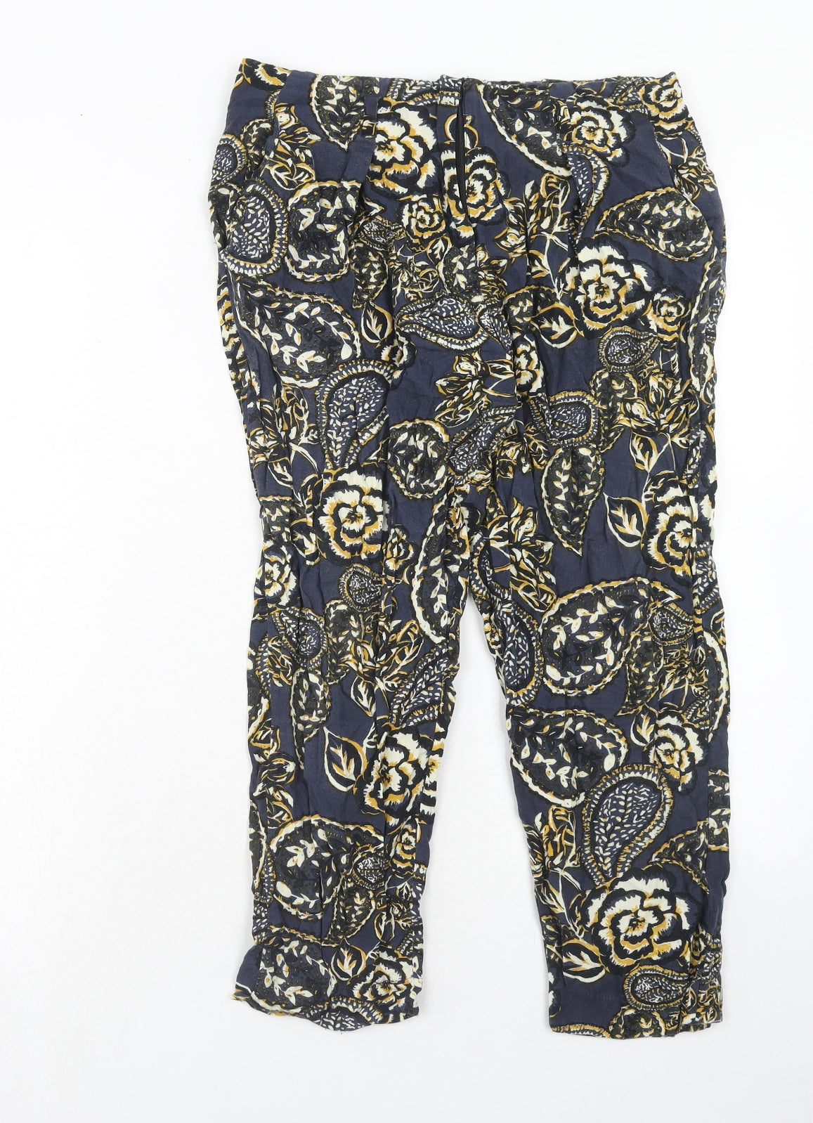 River Island Womens Blue Geometric Viscose Trousers Size 8 Regular Zip