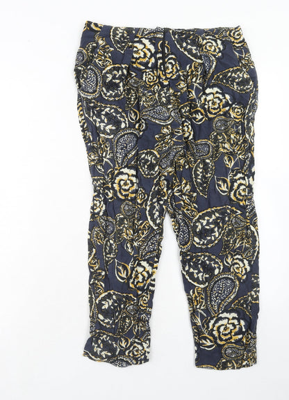 River Island Womens Blue Geometric Viscose Trousers Size 8 Regular Zip