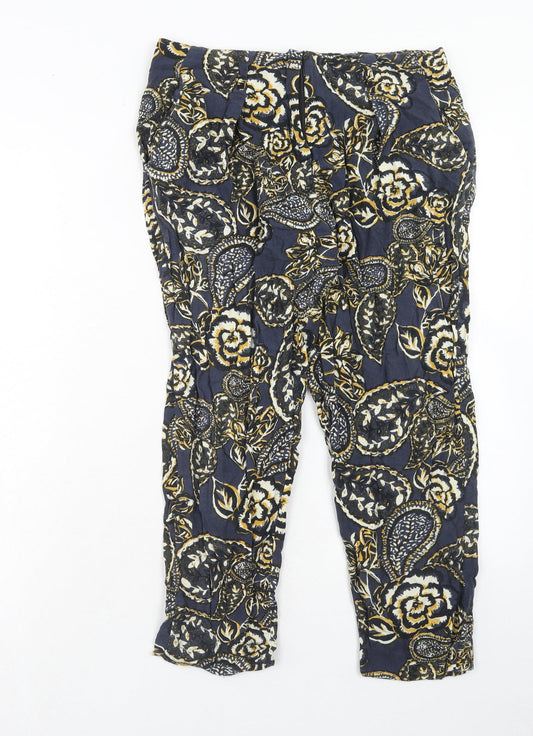 River Island Womens Blue Geometric Viscose Trousers Size 8 Regular Zip