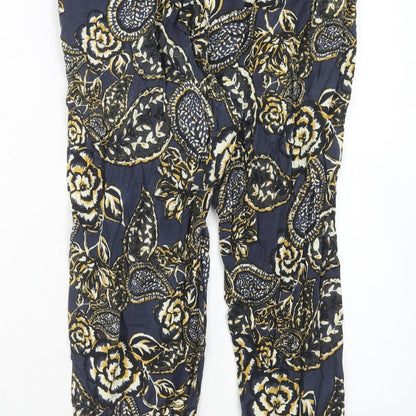 River Island Womens Blue Geometric Viscose Trousers Size 8 Regular Zip