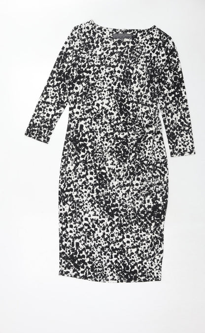 Fenn Wright Manson Womens Black Geometric Polyester A-Line Size XS Round Neck Pullover