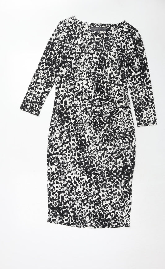 Fenn Wright Manson Womens Black Geometric Polyester A-Line Size XS Round Neck Pullover