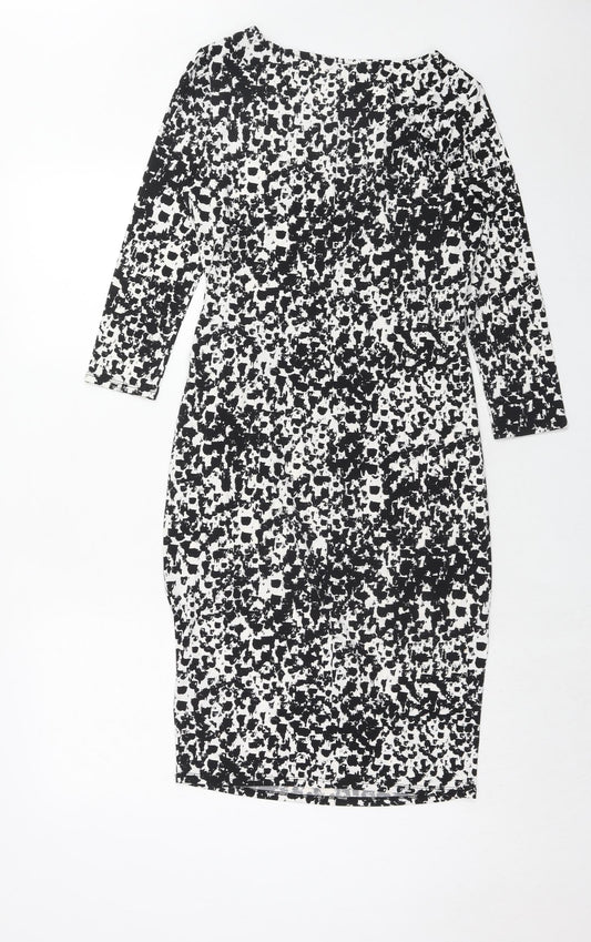 Fenn Wright Manson Womens Black Geometric Polyester A-Line Size XS Round Neck Pullover