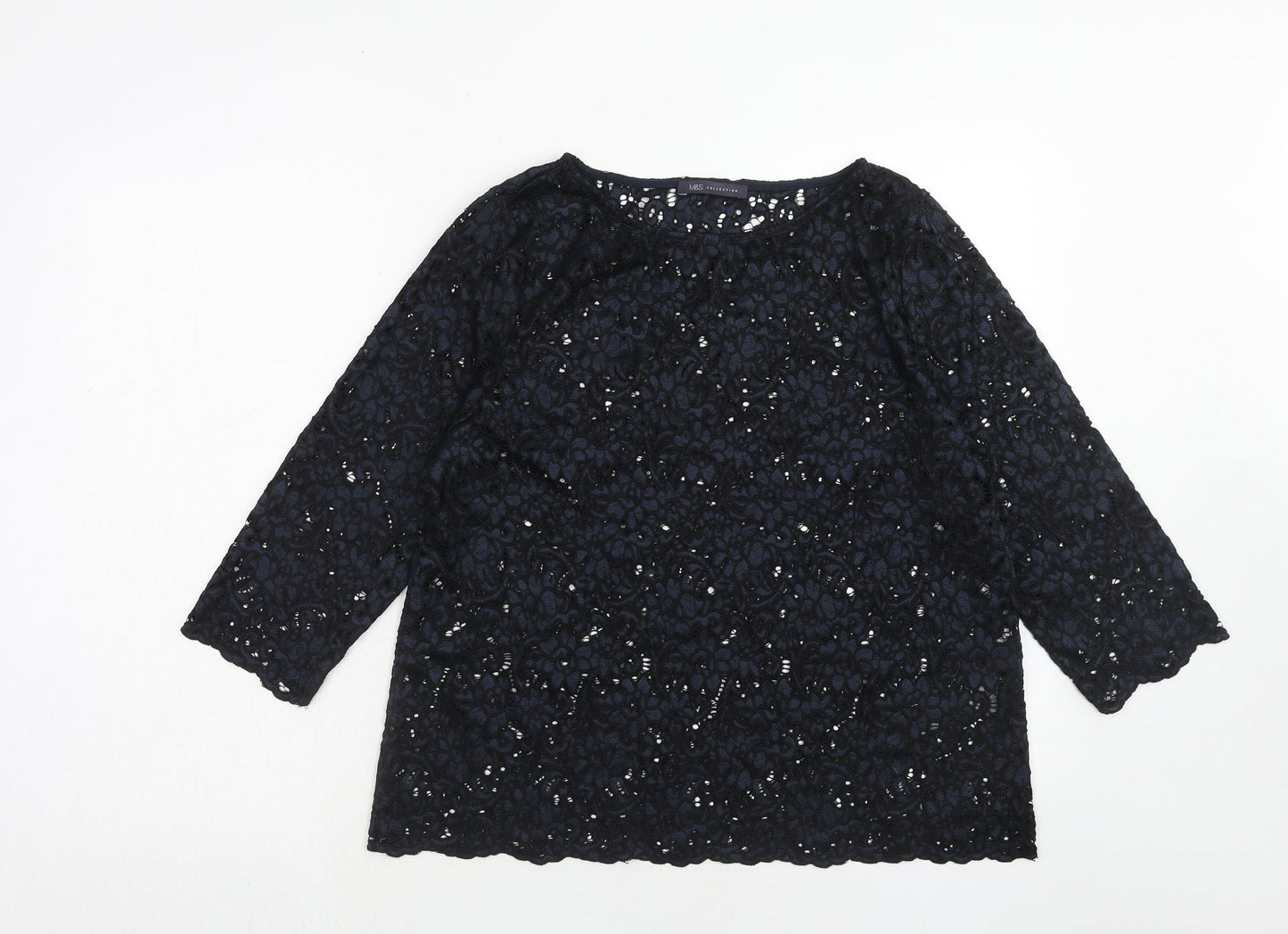 Womens UK Size 14 Marks and Spencer Blue Basic Blouse