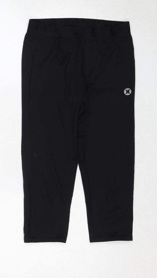 Hurley Womens Black Polyester Cropped Trousers Size S Regular Pullover