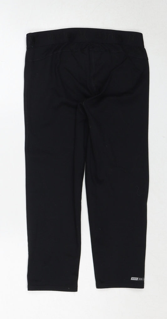 Hurley Womens Black Polyester Cropped Trousers Size S Regular Pullover