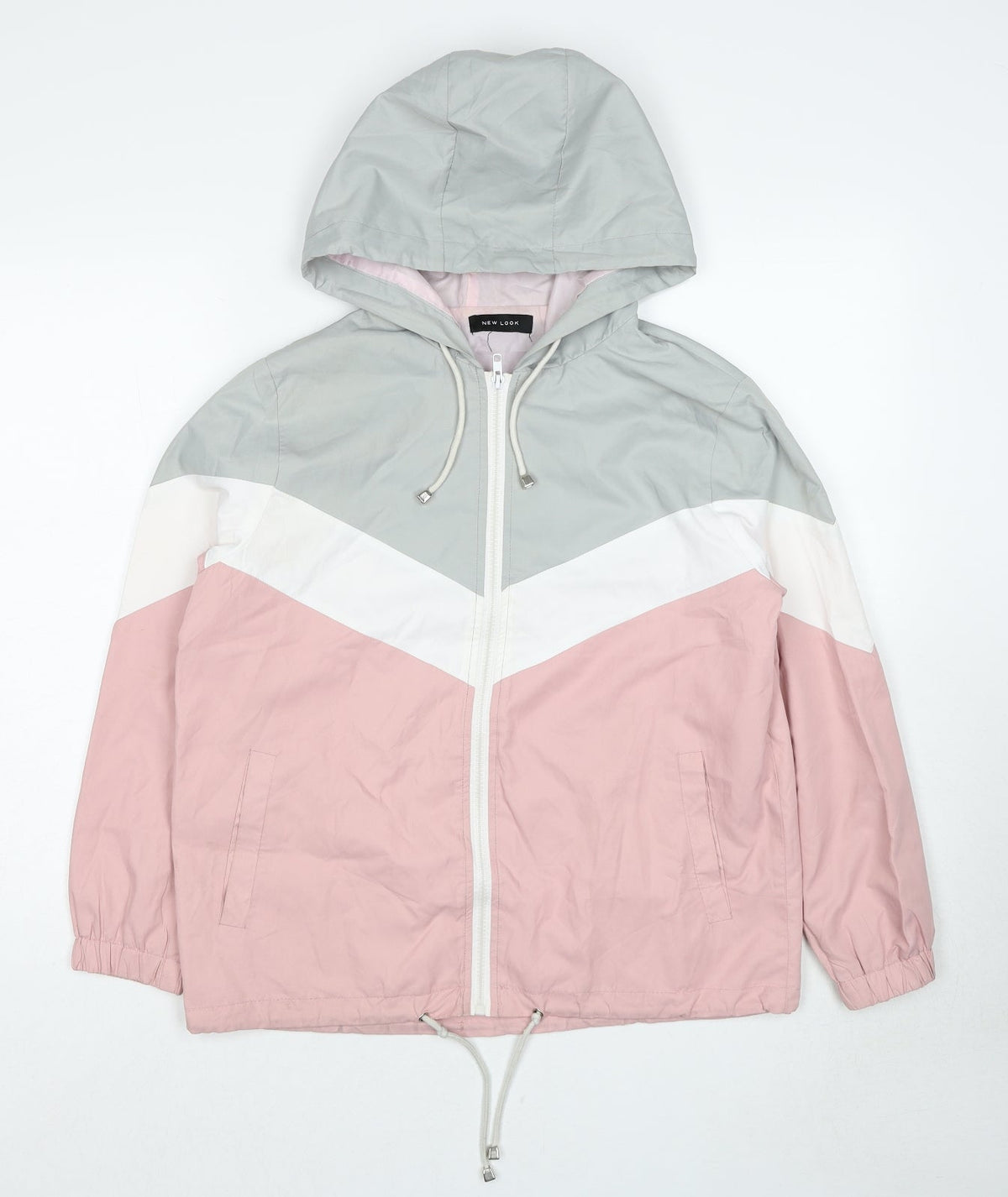 Additional front view of New Look girls’ pink jacket, size S, zip