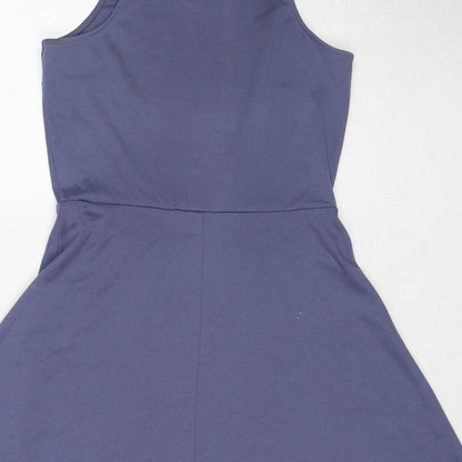 H&M Womens Blue Polyester Fit & Flare Size S Round Neck Pullover