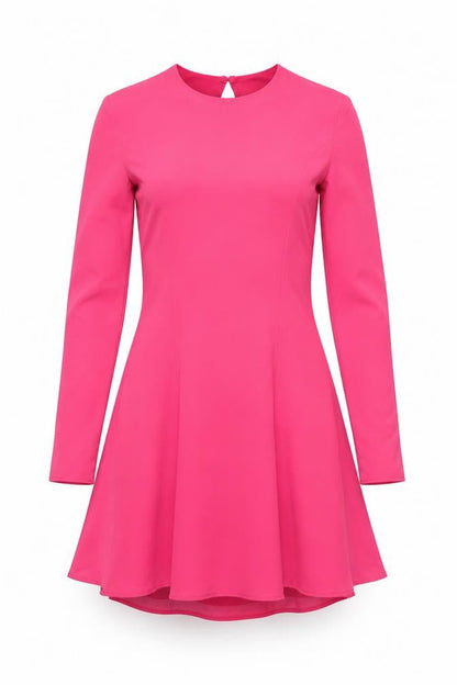 Bershka Womens Pink Polyester Fit & Flare Size L Round Neck Zip