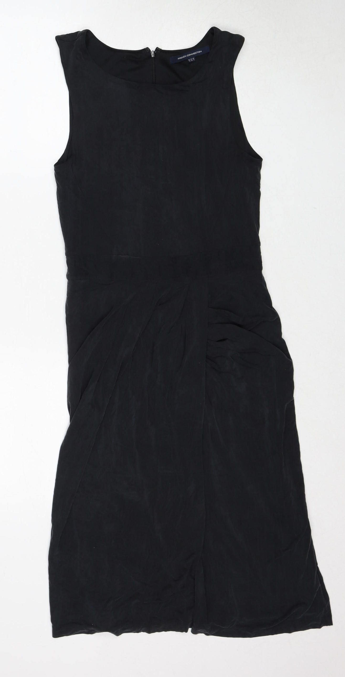 French Connection Womens Black Cupro A-Line Size 10 Round Neck Zip
