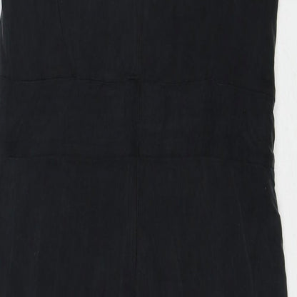 French Connection Womens Black Cupro A-Line Size 10 Round Neck Zip