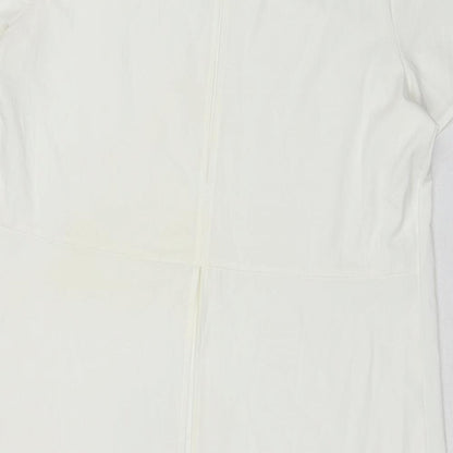 Glamorous Womens White Polyester Basic Blouse Size 12 Boat Neck - Neckline Detail