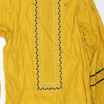 Sunny Dot Womens Yellow Cotton Tunic Blouse Size M Round Neck