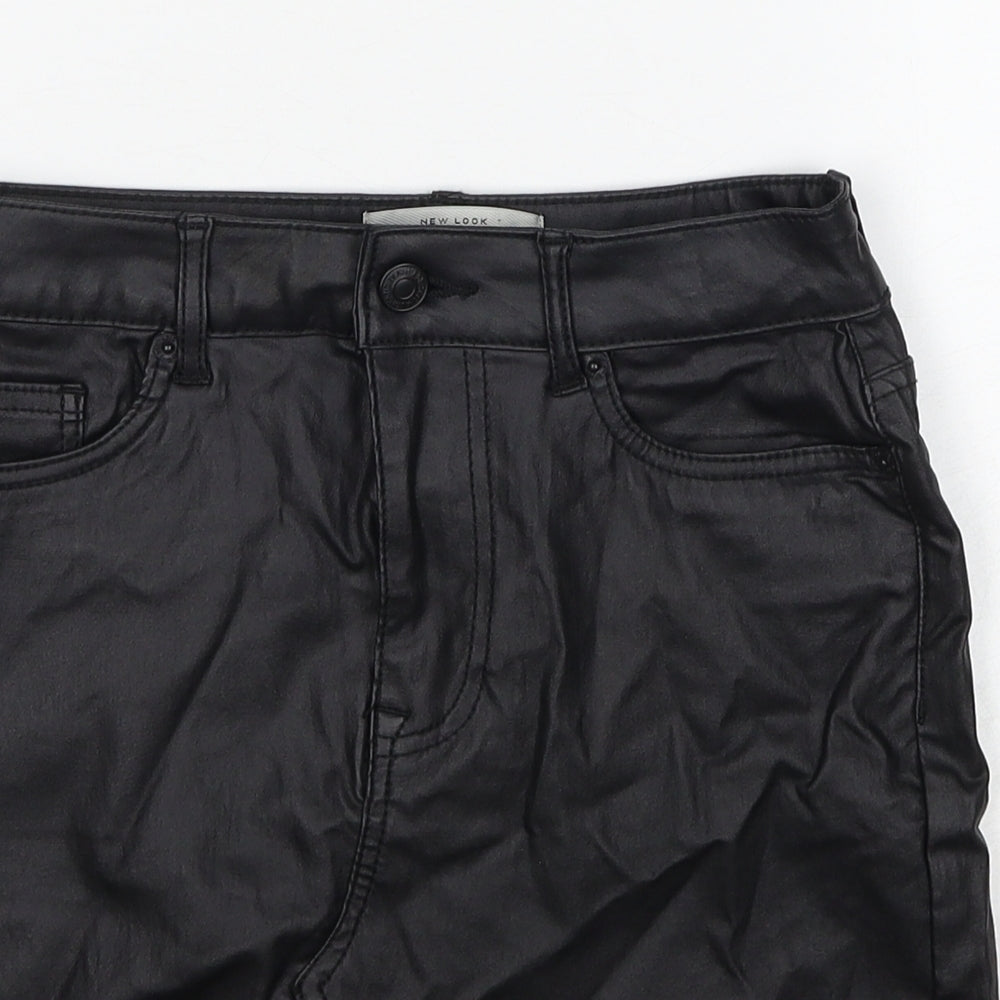 New Look Womens Black Polyester A-Line Skirt Size 8 Zip