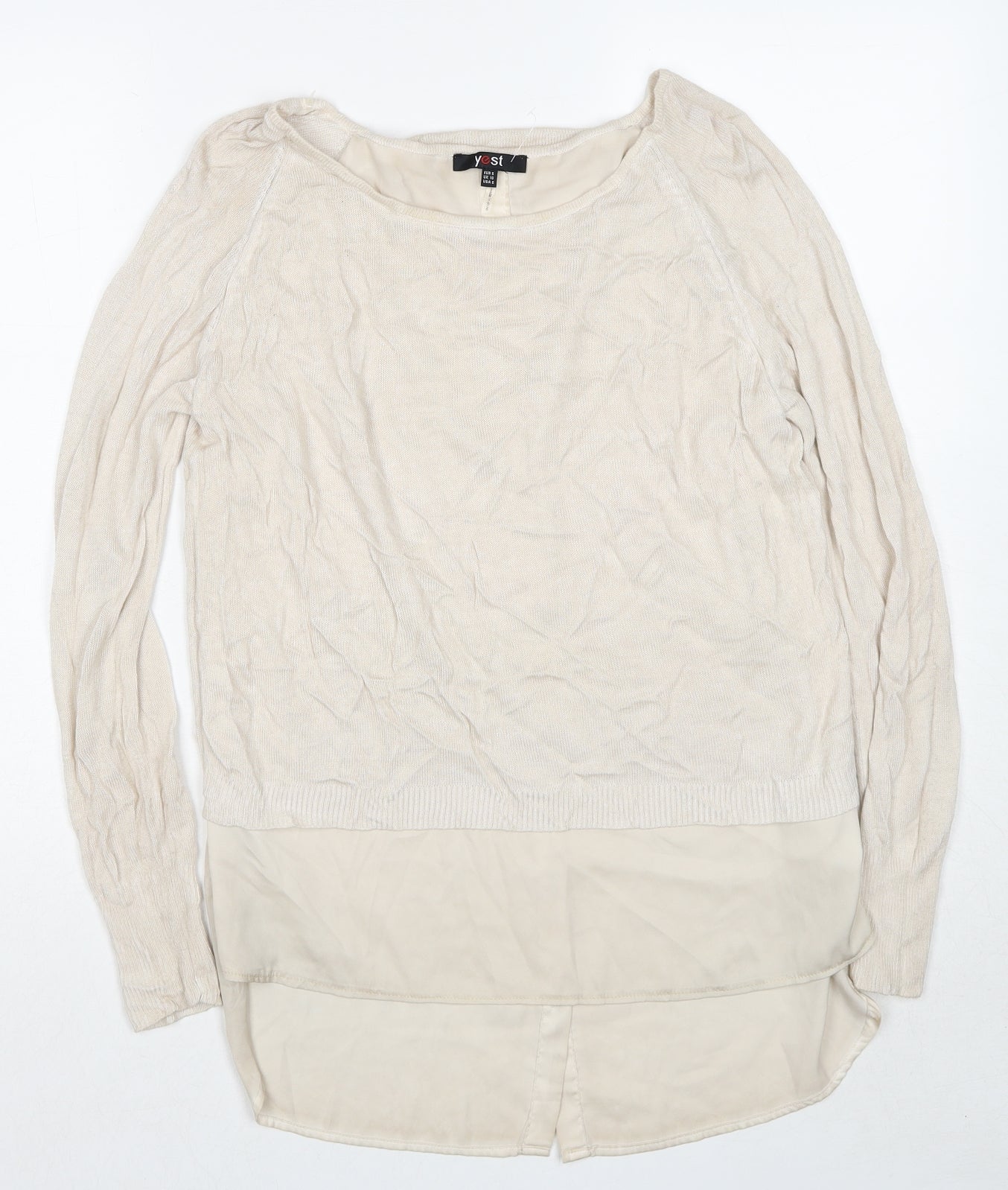 Womens UK Size 10 Yest Beige Pullover Jumper