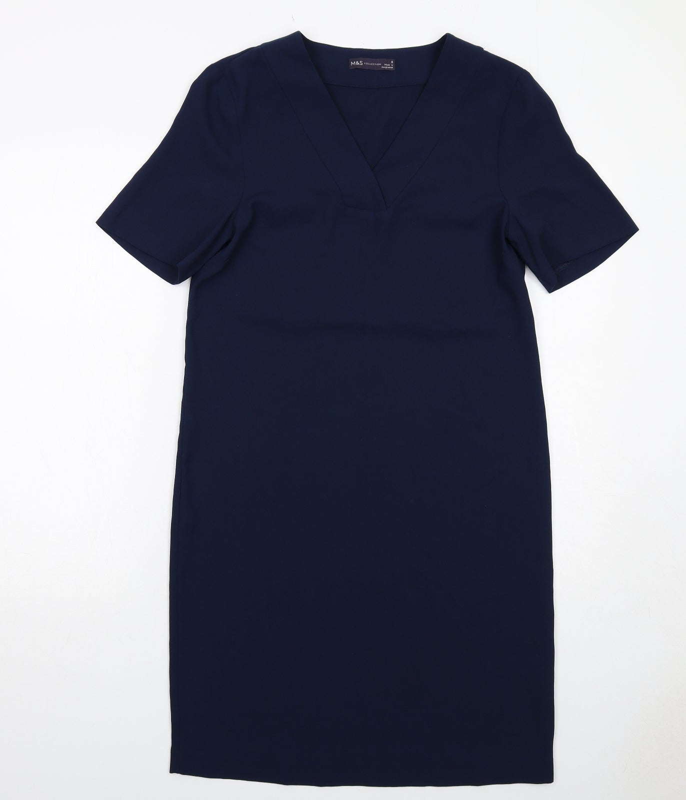 Marks and Spencer Womens Blue Polyester A-Line Size 8 V-Neck Pullover