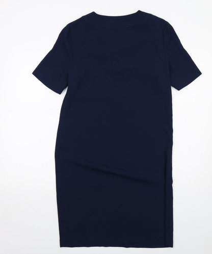 Marks and Spencer Womens Blue Polyester A-Line Size 8 V-Neck Pullover