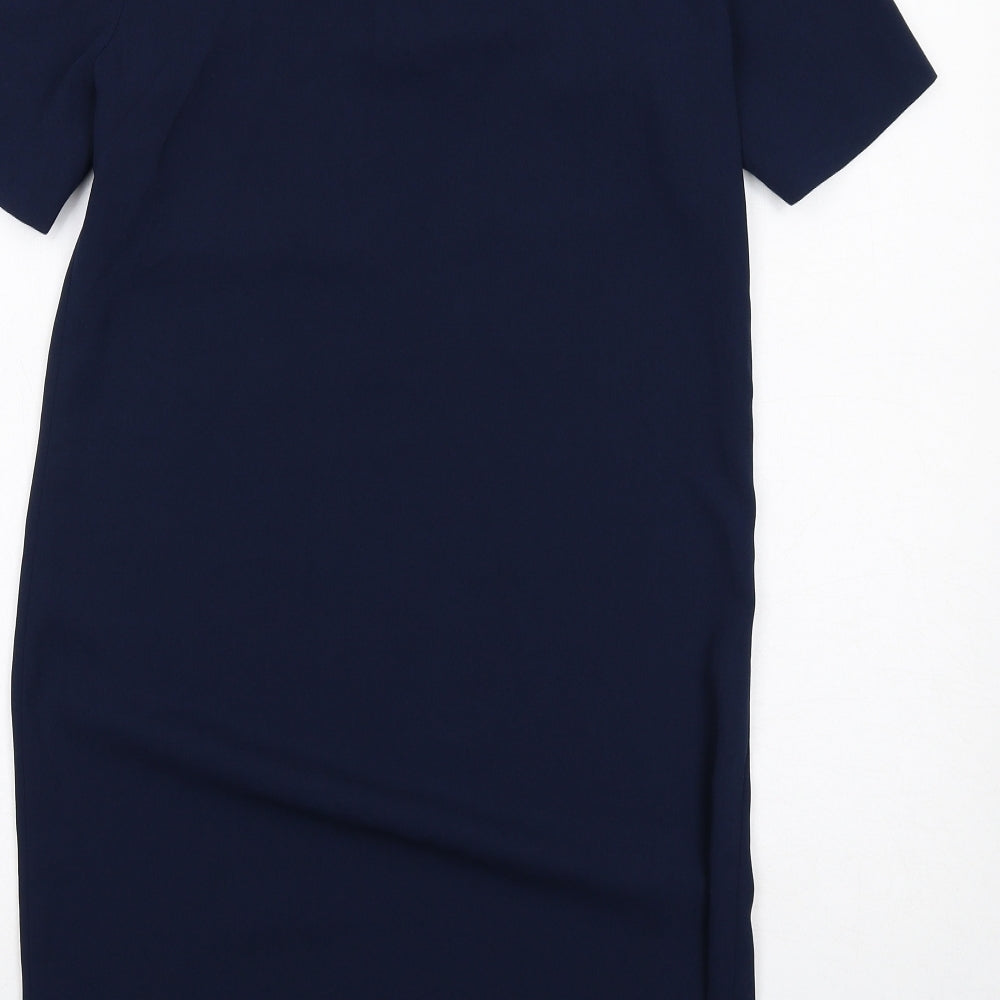 Marks and Spencer Womens Blue Polyester A-Line Size 8 V-Neck Pullover