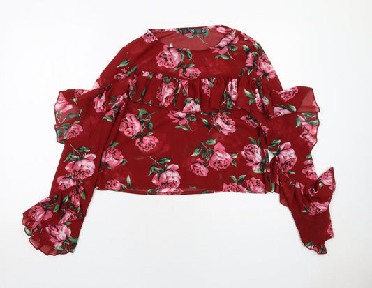 Womens UK Size 6 Missguided Red Basic Blouse