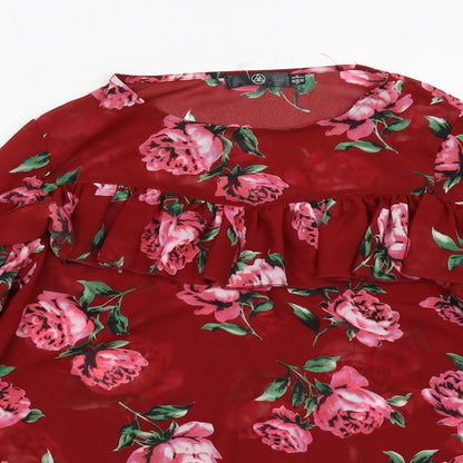 Womens UK Size 6 Missguided Red Basic Blouse