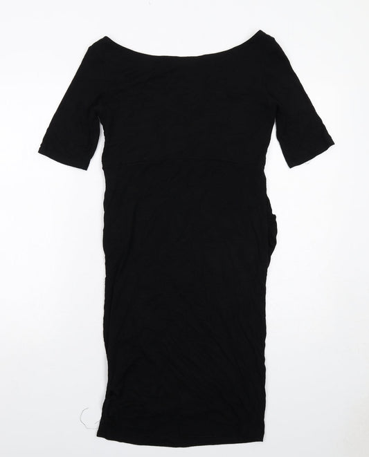 ASOS Womens Black Viscose Shift Size 10 Round Neck Pullover