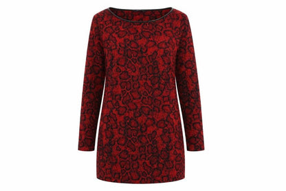 Marks and Spencer Womens Red Animal Print Polyester A-Line Size 12 Round Neck Pullover - Snakeskin Pattern