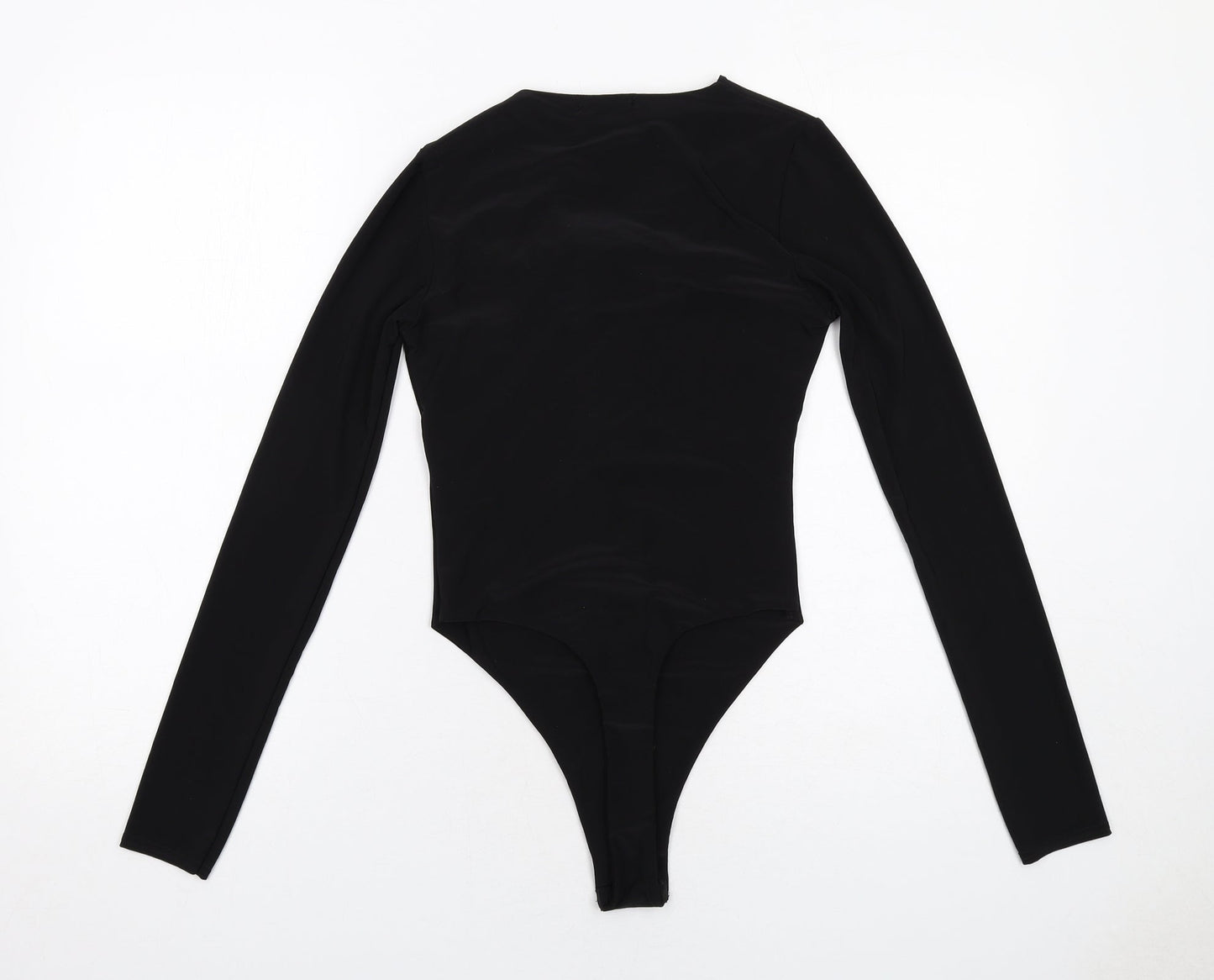 Misspap Womens Black Polyester Bodysuit One-Piece Size 8 Snap - Twist Front Detail