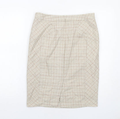 NEXT Womens Beige Plaid Wool A-Line Skirt Size 10 Zip