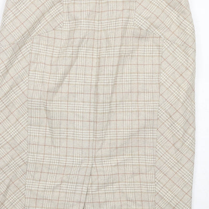 NEXT Womens Beige Plaid Wool A-Line Skirt Size 10 Zip