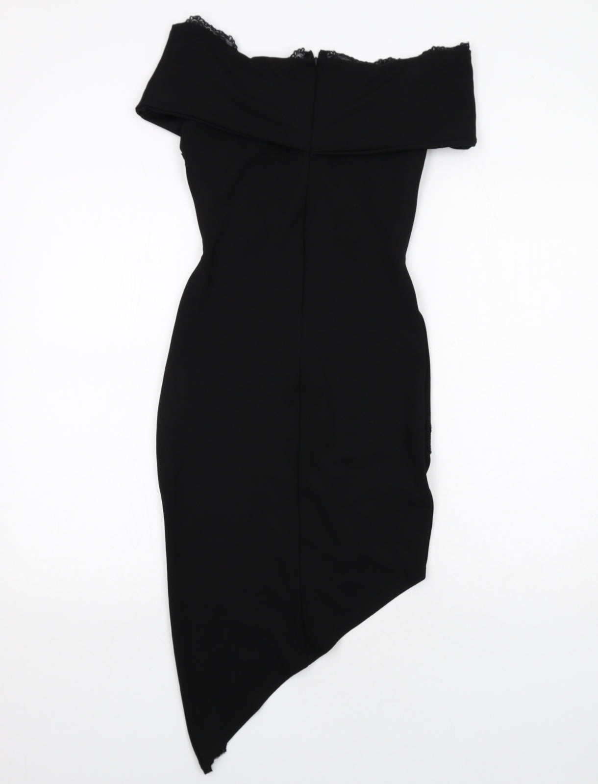 Missguided Womens Black Polyester Bodycon Size 8 Off the Shoulder Zip